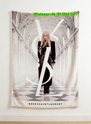 Yves Saint Laurent YSL Blackpink Rose Pink Hair Poster Print White Hallway Background Flannel Throw Blanket IMG_3295